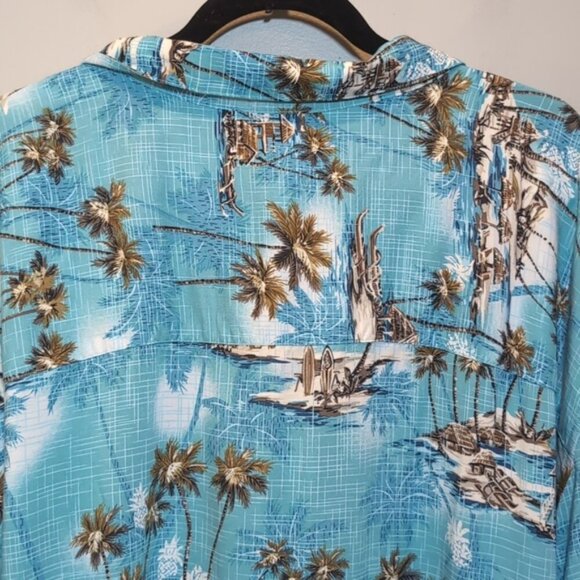 Island Shores Hawaiian Short Sleeve Buttoned Shirt Tropical Beach Palm Size XXL - Picture 10 of 11
